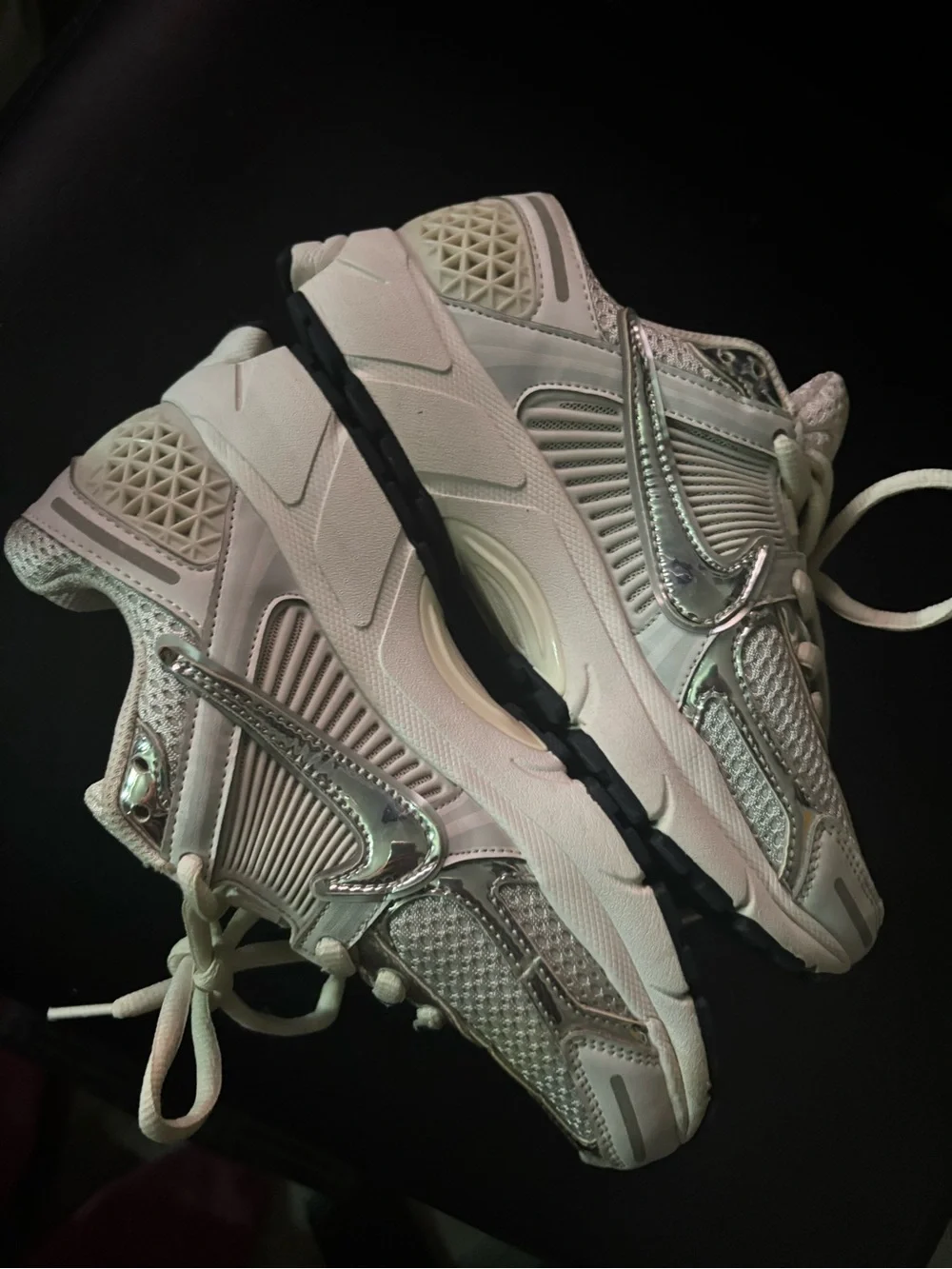 Nike Womans Vomero 5 White with Silver Accents Sneakers